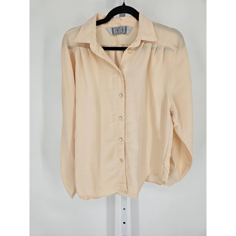 Vintage 1970s Womens Sz L Long Sleeve Button Up Blouse Light Yellow by Emblem